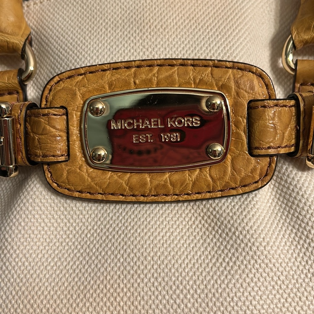 Michael Kors Cream and Tan Satchel *READ DESCRIPTION* - Picture 2 of 9